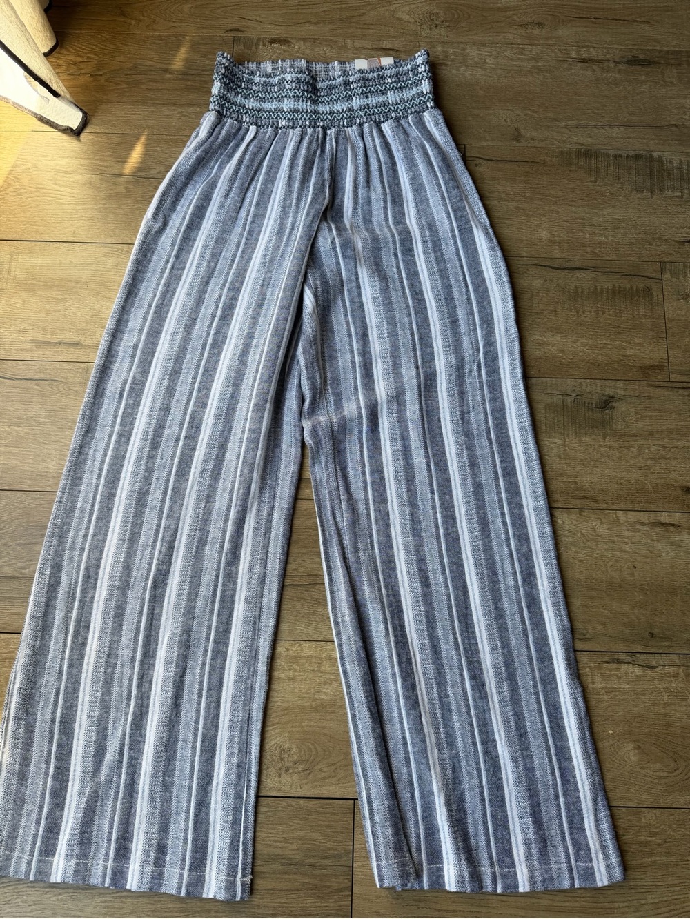 Rewash Gray Striped High-Waist Wide-Leg Pants